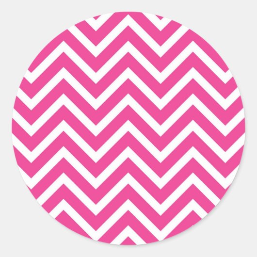 Girly roze Chevron Patroon Ronde Sticker (Voorkant)