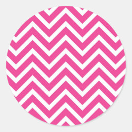 Girly roze Chevron Patroon Ronde Sticker