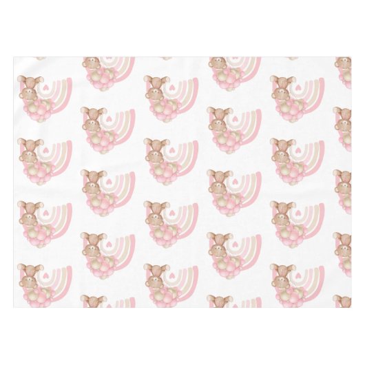 Girly roze classic teddybeer baby shower tafelkleed (Voorkant (Horizontaal))