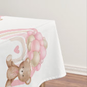Girly roze classic teddybeer baby shower tafelkleed (Voorbeeld)