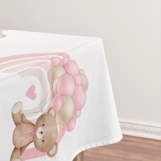 Girly roze classic teddybeer baby shower tafelkleed (Voorbeeld)