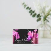 Girly Roze Commercieel Huis Schoonmaak Huishouding Visitekaartje (Staand voorkant)