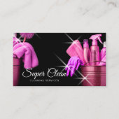 Girly Roze Commercieel Huis Schoonmaak Huishouding Visitekaartje (Voorkant)