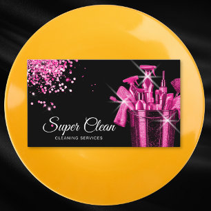 Girly Roze Commercieel Huis Schoonmaak Huishouding Visitekaartje