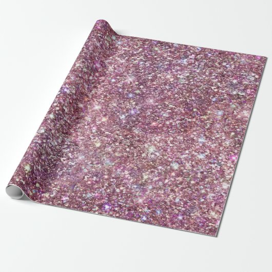 Girly Roze Confetti Sparkle Cadeaupapier (Uitgerold)