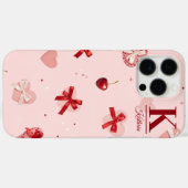 Girly Roze Coquette Harten en Strikken Persoonlijk Case-Mate iPhone Case (Achterkant (horizontaal))