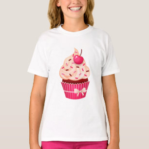 Girly Roze Cupcake met bestrooit en Kers T-shirt