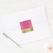 Girly Roze Dier Glam Goud Sparkle Vierkante Sticker (Envelop)