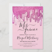 Girly Roze Dikke Glitter Druppelt Foto Mis Quince Kaart (Voorkant)
