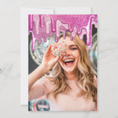 Girly Roze Dikke Glitter Druppelt Foto Mis Quince Kaart (Achterkant)