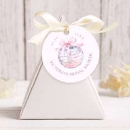 Girly Roze Discobal Elegant Vrijgezellenfeest Rond Bedankjes Labels