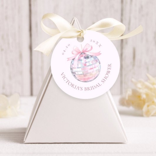 Girly Roze Discobal Elegant Vrijgezellenfeest Rond Bedankjes Labels