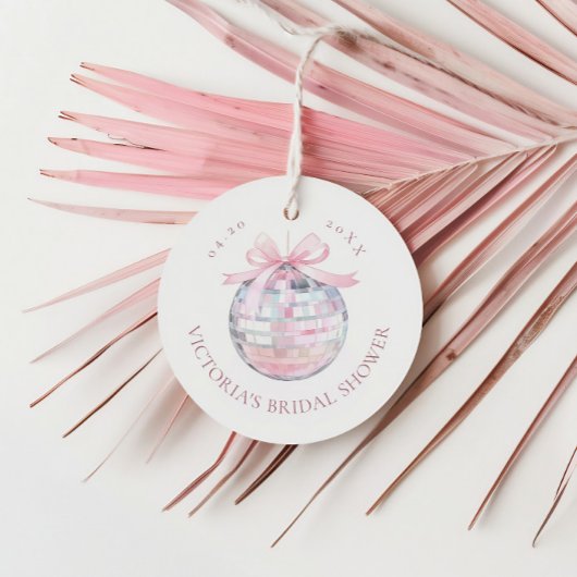 Girly Roze Discobal Elegant Vrijgezellenfeest Rond Bedankjes Labels