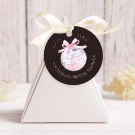 Girly Roze Discobal Elegant Vrijgezellenfeest Rond Bedankjes Labels