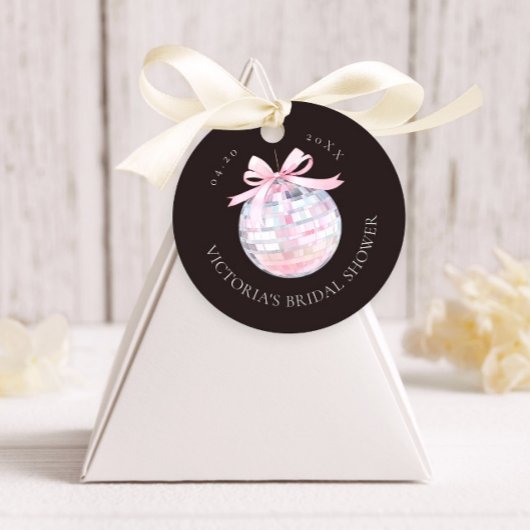 Girly Roze Discobal Elegant Vrijgezellenfeest Rond Bedankjes Labels