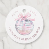 Girly Roze Discobal Elegant Vrijgezellenfeest Rond Bedankjes Labels (Voorkant)