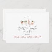 Girly roze drink bachelorette weekend route a aankondiging (Voorkant / Achterkant)