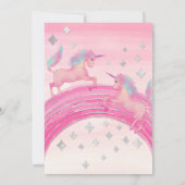Girly Roze Eenhoorn Regenboog Waterverf Verjaardag Kaart (Achterkant)