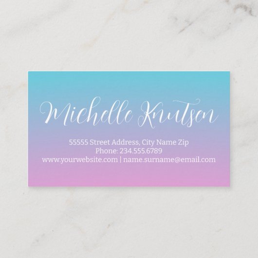 Girly Roze en blauw Make-up Artiest Haarsalon Visitekaartje (Achterkant)