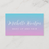 Girly Roze en blauw Make-up Artiest Haarsalon Visitekaartje (Voorkant)