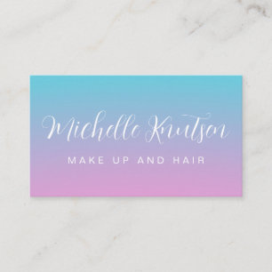Girly Roze en blauw Make-up Artiest Haarsalon Visitekaartje