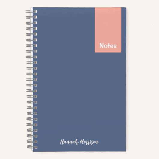 Girly Roze en Blauw Monogrammed Volledige Naam Not Notitieboek (Voorkant)