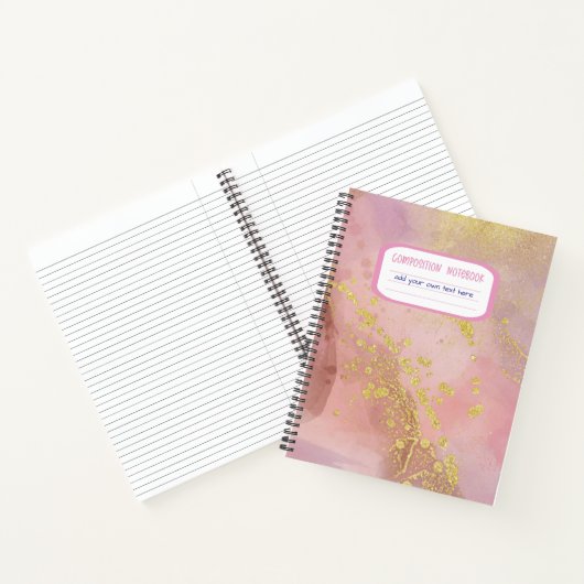 Girly Roze en Gouden Glitter Ink Compositie Notitieboek (Binnen)