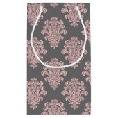 Girly roze en grijs Damask Dank u Klein Cadeauzakje (Achterkant)