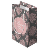 Girly roze en grijs Damask Dank u Klein Cadeauzakje (Voorkant Gekanteld)