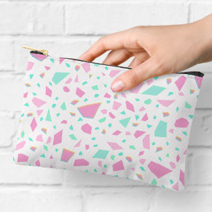 Girly Roze en Groen Terrazzo Mozaïek Pouch Etui