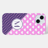 Girly roze en Paarse aangepaste monogram witte har Case-Mate iPhone Case (Achterkant (horizontaal))