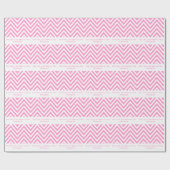 Girly Roze en Witte Chevron | Gepersonaliseerd Cadeaupapier (Vlak)