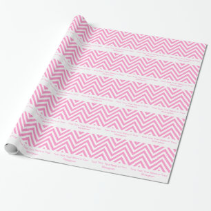 Girly Roze en Witte Chevron   Gepersonaliseerd Cadeaupapier