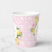 Girly roze en witte citroenen Baby shower Party Papieren Bekers (Links)