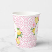 Girly roze en witte citroenen Baby shower Party Papieren Bekers (Rechts)