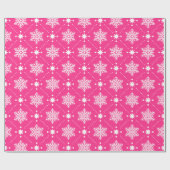 Girly Roze en witte sneeuwvlokken kerstpatroon Cadeaupapier (Vlak)