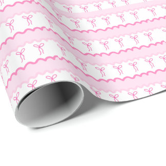 Girly roze en witte strikken coquette achtergrond cadeaupapier