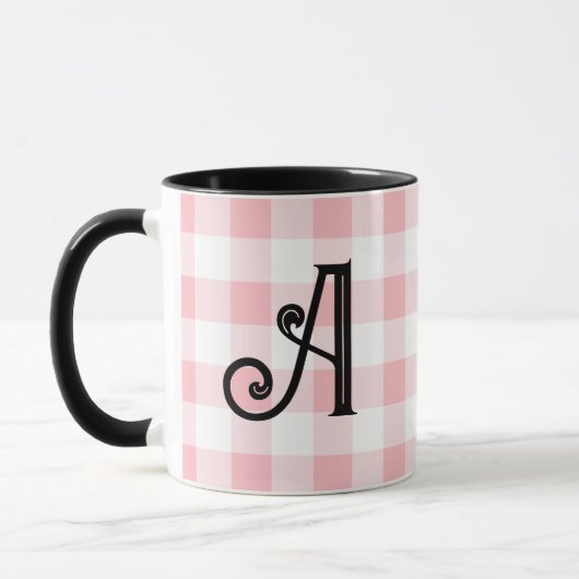 Girly Roze en Zwart Custom Monogram Mok (Links)