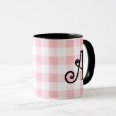 Girly Roze en Zwart Custom Monogram Mok (Voorkant rechts)