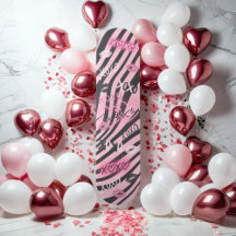 Girly Roze en Zwart XOXO Valentijn Skateboard