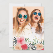 Girly roze floral gold glitter photoafstuderen kaart (Achterkant)