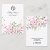 Girly roze floral logo sieraden oorbel ketting visitekaartje (Voorkant / Achterkant)