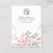 Girly roze floral logo sieraden oorbel ketting visitekaartje (Voorkant)