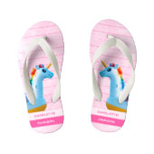Girly Roze Geel Blauw Eenhoorn Naam Kinder Teenslippers (Voetbed)