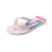 Girly Roze Geel Blauw Eenhoorn Naam Kinder Teenslippers (Schuin)