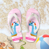 Girly Roze Geel Blauw Eenhoorn Naam Kinder Teenslippers