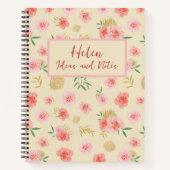 Girly Roze, Geel en Goud Floral Oriental Notitieboek (Voorkant)