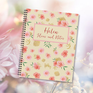 Girly Roze, Geel en Goud Floral Oriental Notitieboek