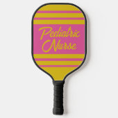 Girly roze geel gestreepte kinderverpleegster pickleball paddle (Achterkant)
