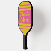 Girly roze geel gestreepte kinderverpleegster pickleball paddle (Links)